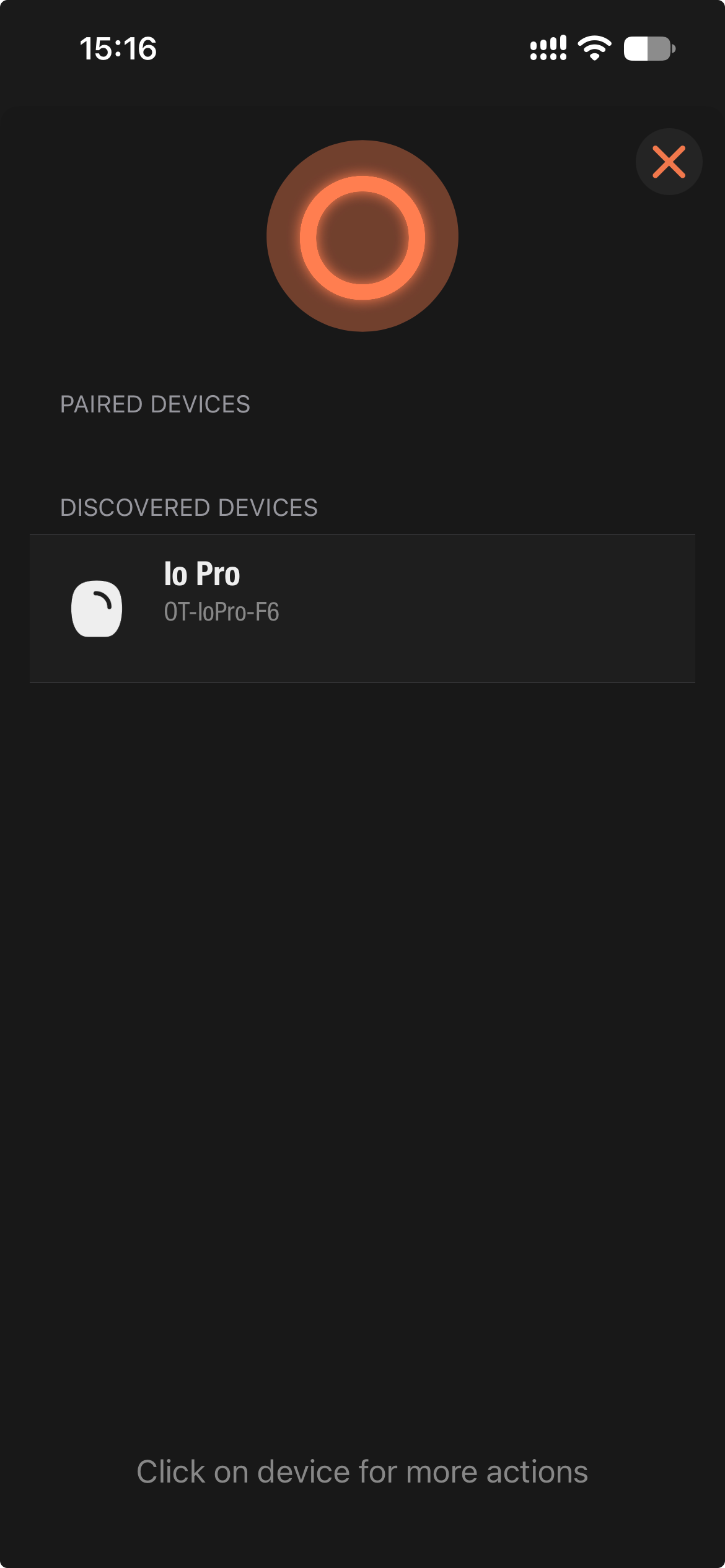 Ortta app: Io Pro under Discovered devices