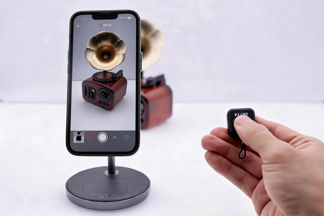 Taking a photo with the Ortta Camera app by clicking Io