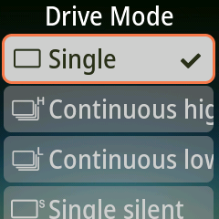 Drive Mode list