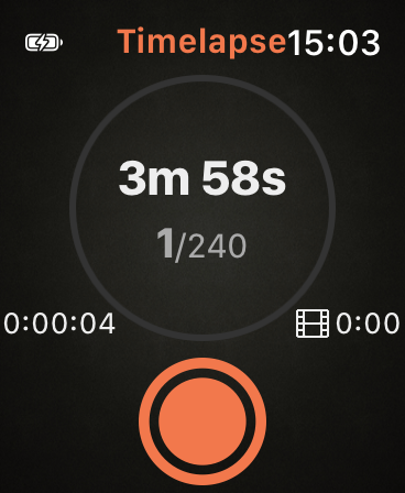 Timelapse running: time left and shot count